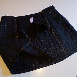 Exhilaration Metallic Black Women's Zipper Skirt Size XXL